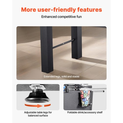 Fotbollsbord, 137 cm standardstorlek, inomhusfotbollsbord i full storlek för hemmet, familjen och spelrummet, hållbart fotbollsset, inkluderar 4 bollar, poänghållare och 2 mugghållare |  EU