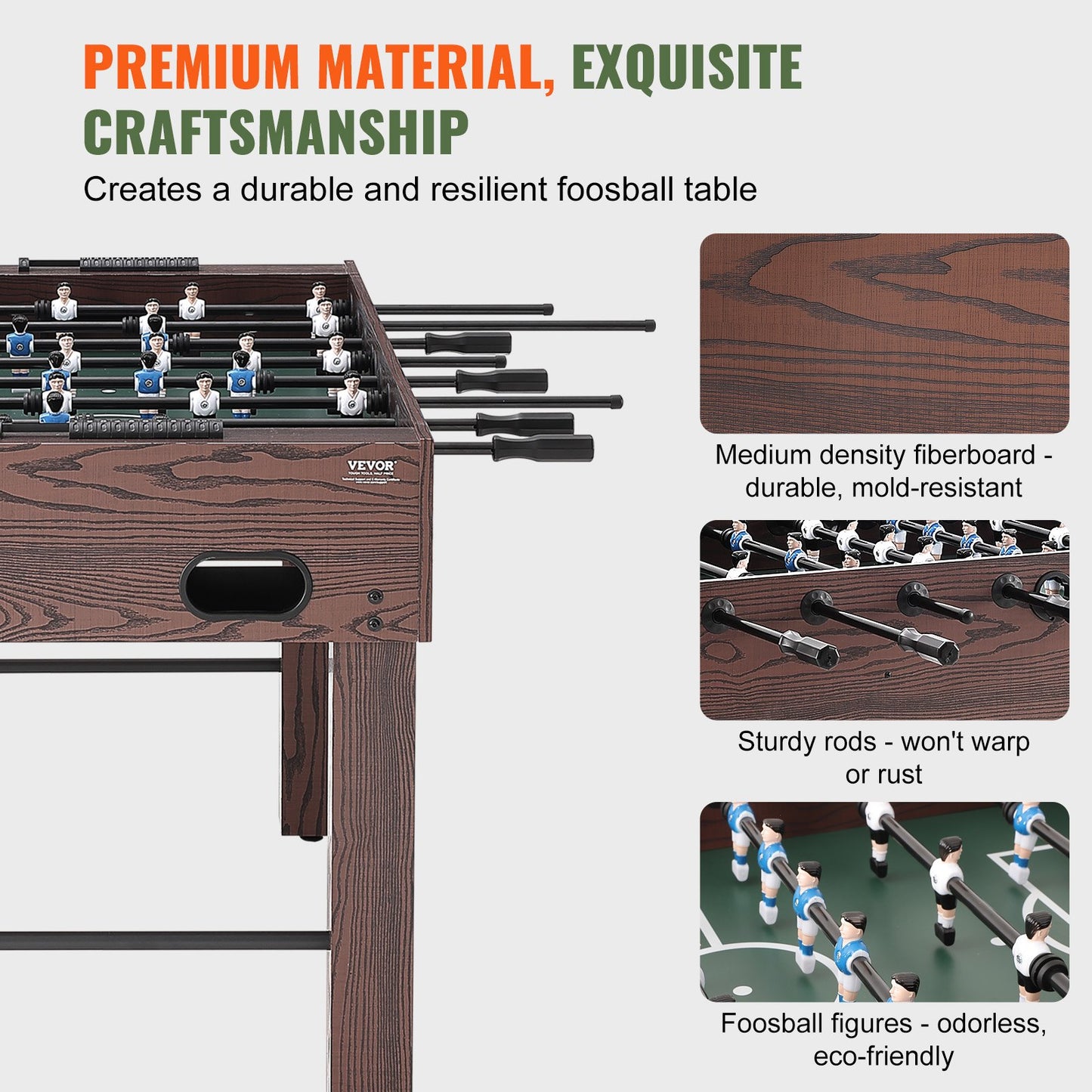 Foosball Table, 55 Inch Standard Size Foosball Table, Full Size Indoor Foosball Table for Home, Family and Game Room, Football with Foosball Table, Includes 4 Balls and 2 Cup Holders