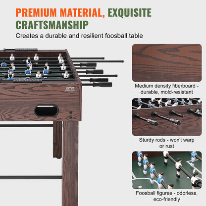 Foosball Table, 55 Inch Standard Size Foosball Table, Full Size Indoor Foosball Table for Home, Family and Game Room, Football with Foosball Table, Includes 4 Balls and 2 Cup Holders