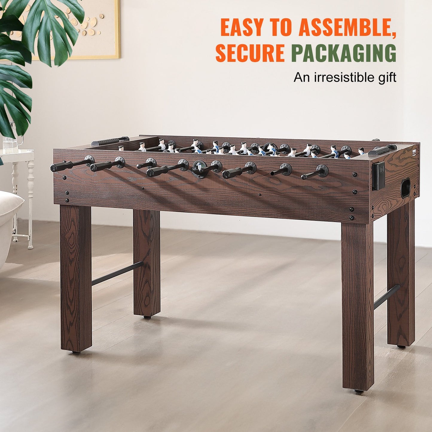 Foosball Table, 55 Inch Standard Size Foosball Table, Full Size Indoor Foosball Table for Home, Family and Game Room, Football with Foosball Table, Includes 4 Balls and 2 Cup Holders
