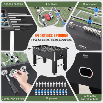 Foosball Table, 55 Inch Standard Size Foosball Table, Full Size Indoor Foosball Table for Home, Family and Game Room, Football with Foosball Table, Includes 4 Balls and 4 Cup Holders