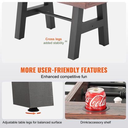 Foosball Table, 55 Inch Standard Size Foosball Table, Full Size Indoor Foosball Table for Home, Family and Game Room, Football with Foosball Table, Includes 4 Balls and 2 Cup Holders