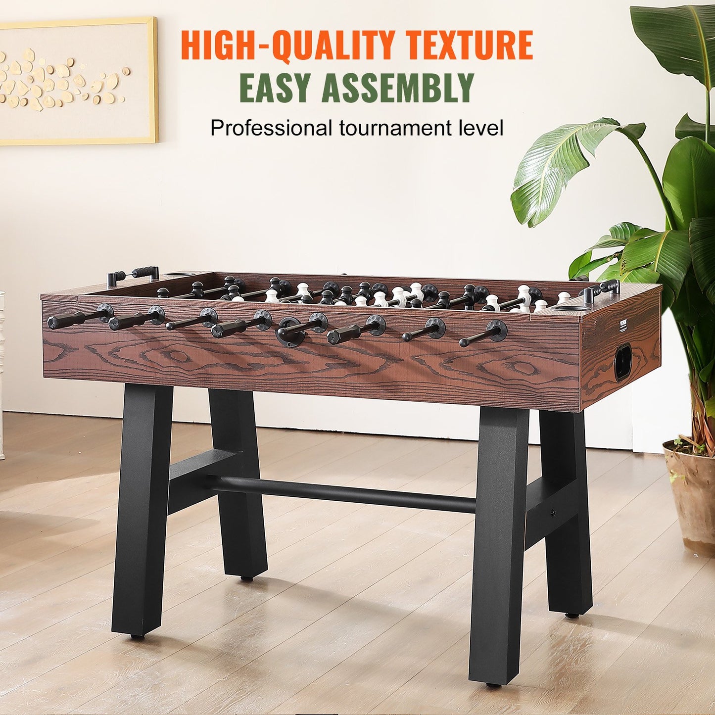 Foosball Table, 55 Inch Standard Size Foosball Table, Full Size Indoor Foosball Table for Home, Family and Game Room, Football with Foosball Table, Includes 4 Balls and 2 Cup Holders