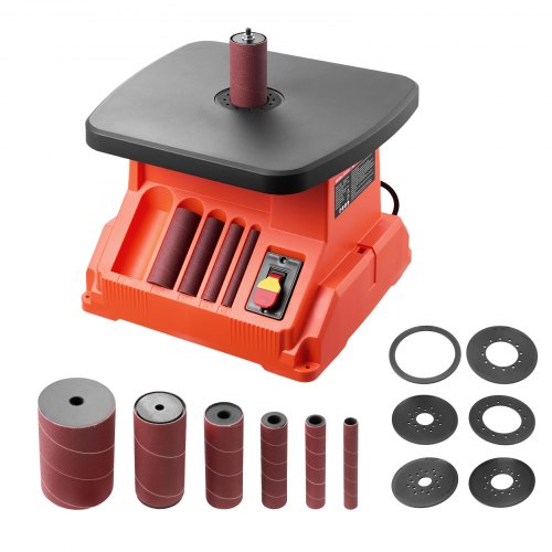 Oscillating Spindle Sander, 2400RPM Benchtop Spindle Sander with 6 Sleeves (1/2"-3"), 5/8" Stroke & 15.4 x 16.3-inch Wide Worktable for Furniture Finishing, Crafts Sanding, DIY Woodworking