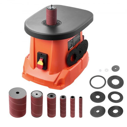 Oscillating Spindle Sander, 2400RPM Benchtop Spindle Sander with 6 Sleeves (1/2"-3"), 5/8" Stroke, 15.6" x 11.6" Cast Iron Worktable for Furniture Finishing, Crafts Sanding, DIY Woodworking