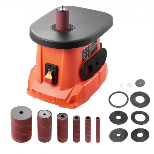 Oscillating Spindle Sander, 2400RPM Benchtop Spindle Sander with 6 Sleeves (1/2"-3"), 5/8" Stroke, 15.6" x 11.6" Cast Iron Worktable for Furniture Finishing, Crafts Sanding, DIY Woodworking