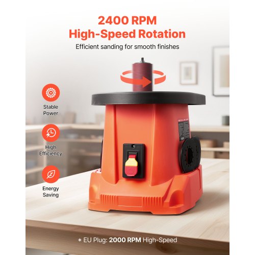 oscillerande spindelslip, 2000 varv/min bänkslip med 6 hylsor (12,7–76,2 mm), 16 mm slaglängd och 397 x 295 mm gjutjärnsbord för möbelfinish, hantverksslipning, gör-det-själv-träbearbetning |  EU