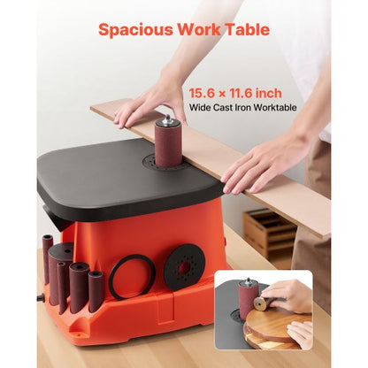 oscillerande spindelslip, 2000 varv/min bänkslip med 6 hylsor (12,7–76,2 mm), 16 mm slaglängd och 397 x 295 mm gjutjärnsbord för möbelfinish, hantverksslipning, gör-det-själv-träbearbetning |  EU