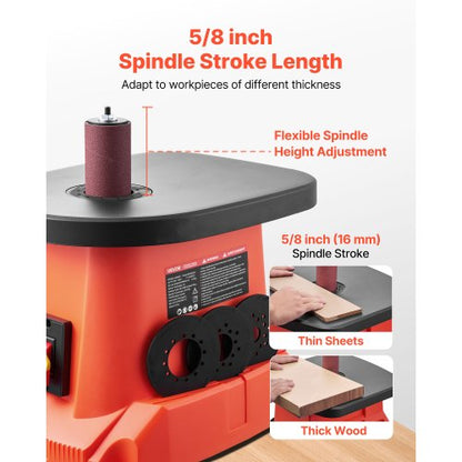 oscillerande spindelslip, 2000 varv/min bänkslip med 6 hylsor (12,7–76,2 mm), 16 mm slaglängd och 397 x 295 mm gjutjärnsbord för möbelfinish, hantverksslipning, gör-det-själv-träbearbetning |  EU