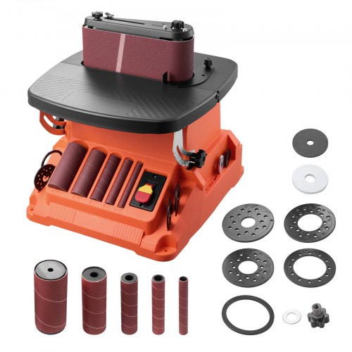 Oscillating Belt and Spindle Sander, 2400RPM Benchtop Spindle Sander with 5/8" Stroke, 5 Sleeves (1/2" - 2") & 24" x 3.86" Sanding Belt for Woodworking, Furniture Finishing, DIY Projects