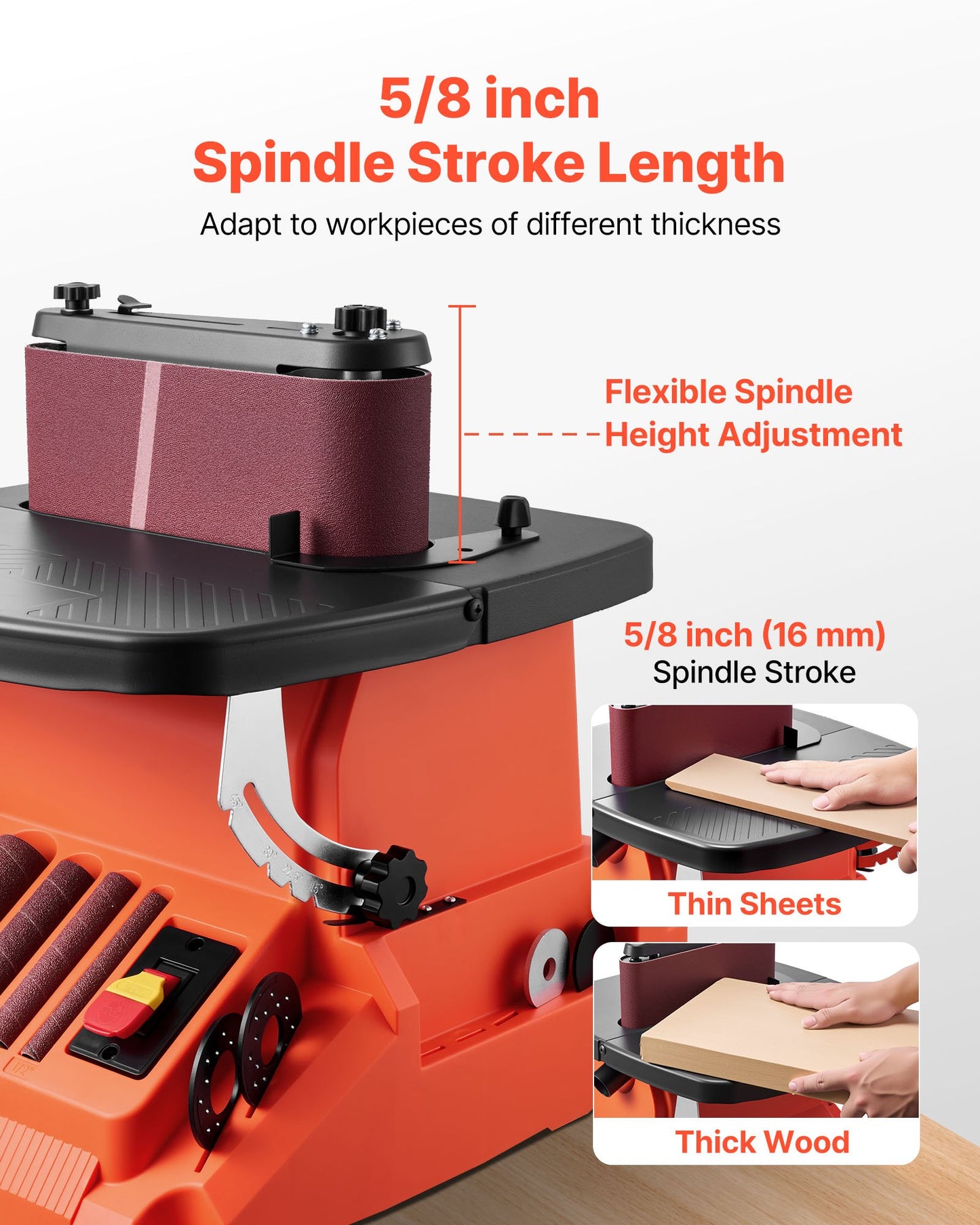 Oscillating Belt and Spindle Sander, 2400RPM Benchtop Spindle Sander with 5/8" Stroke, 5 Sleeves (1/2" - 2") & 24" x 3.86" Sanding Belt for Woodworking, Furniture Finishing, DIY Projects