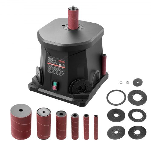 Oscillating Spindle Sander, 2000RPM Benchtop Spindle Sander with 6 Sleeves (1/2"-3"), 0.59" Stroke & Dust Connection Port for Furniture Finishing, Crafts Sanding, DIY Woodworking