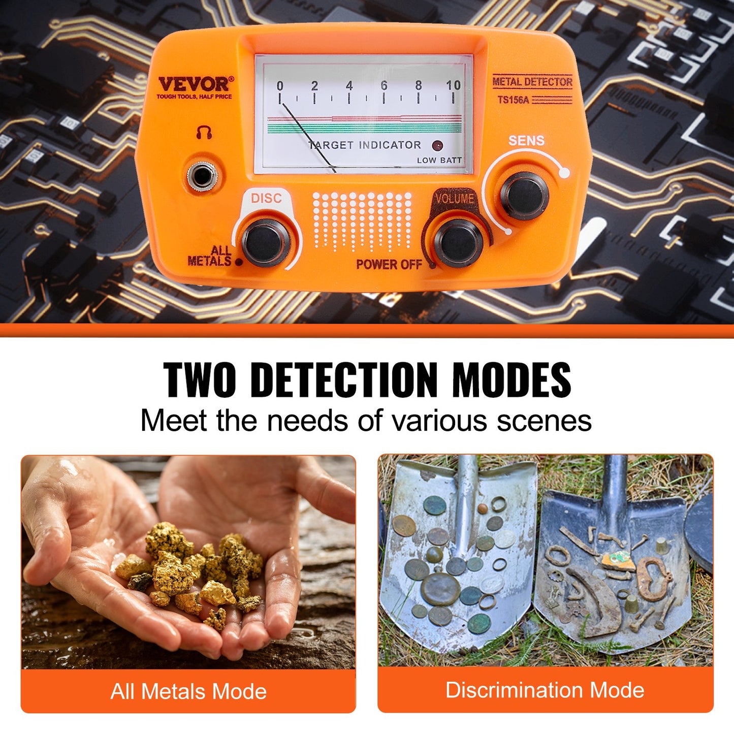 Metal Detector for Adults & Kids, 8 Inch Waterproof Search Coil with High Accuracy Pointer Display, Adjustable 38''-49'' Gold Detector, Lightweight Aluminum Stem for Detecting Gold Treasure