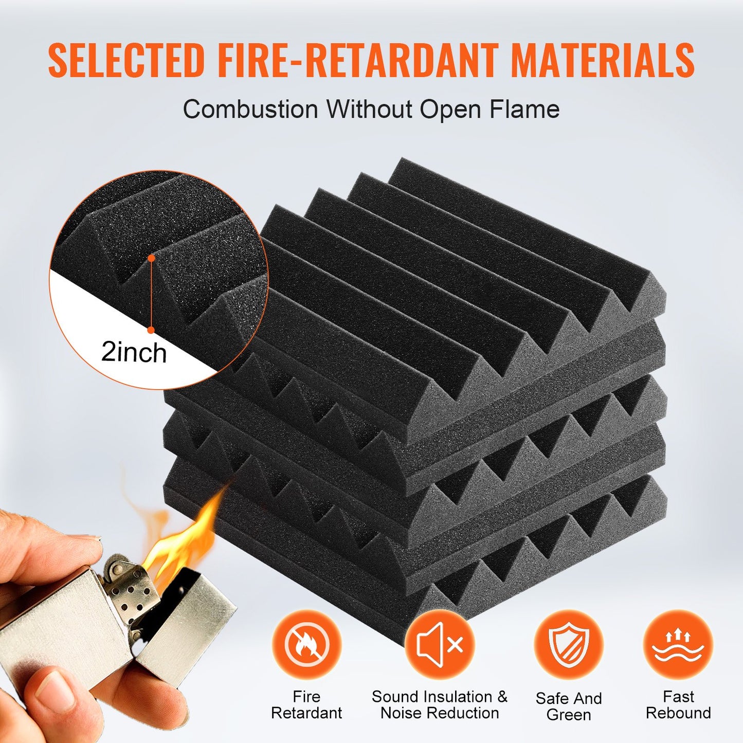 Akustiska skumpaneler 24-pack 12 x 12 x 2 i lim för väggtak