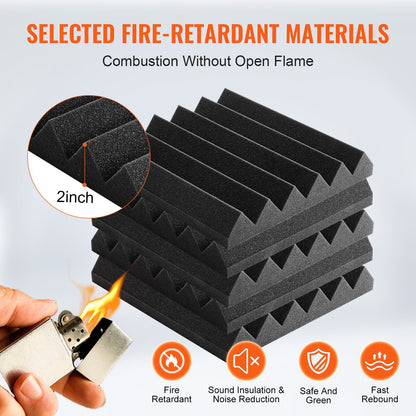 Akustiska skumpaneler 24-pack 12 x 12 x 2 i lim för väggtak