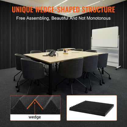 Akustikschaumplatten 48er-Pack 12 x 12 x 1 Zoll selbstklebend für Wanddecken