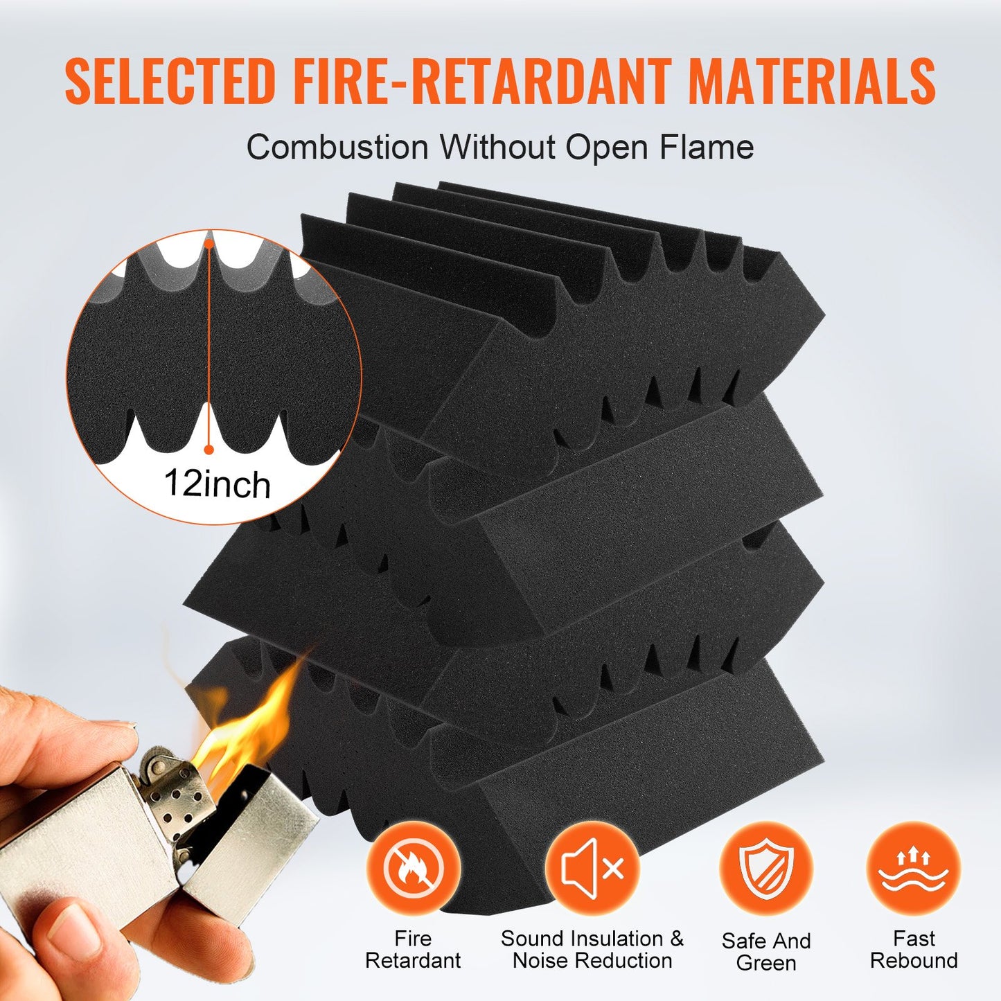 Akustiska skumpaneler 4-pack 16,5 x 6,3 x 12 i lim för väggtak