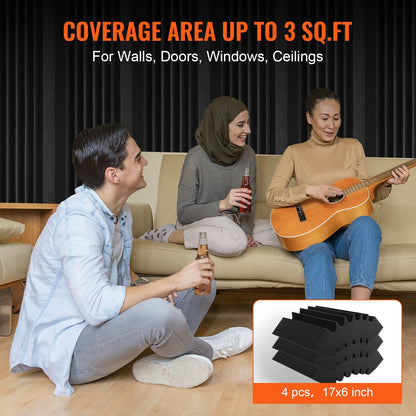 Akustiska skumpaneler 4-pack 16,5 x 6,3 x 12 i lim för väggtak