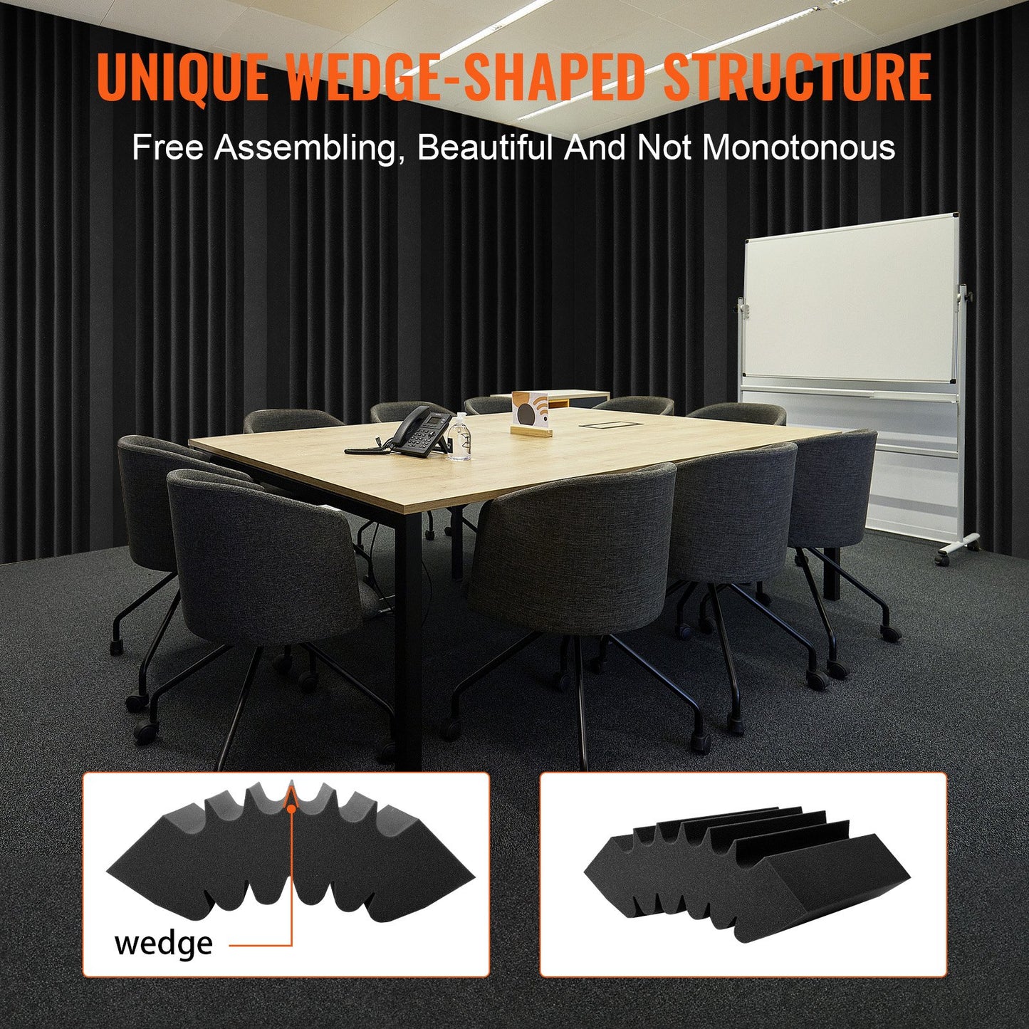 Akustiska skumpaneler 4-pack 16,5 x 6,3 x 12 i lim för väggtak