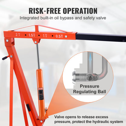 Hydraulic Long Ram Domkraft, 8 tons motorlyftcylinder med enkelkolvspump och gaffelbas, hydraulisk kolvcylinder för motorlyftar, Hydrauliska garage-/butikskranar, Mekanisk, Farm