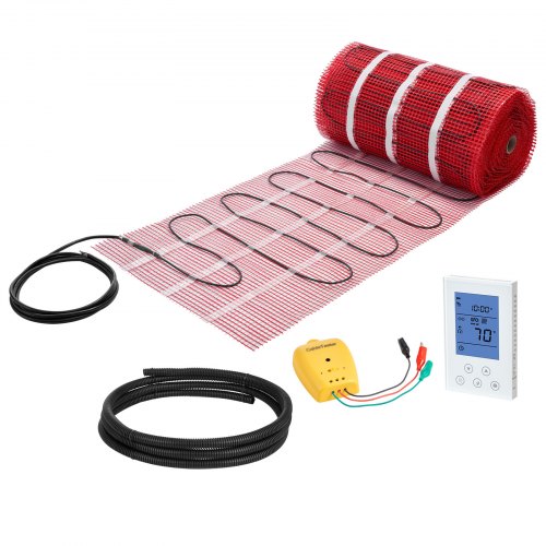 150 sqft Self-Adhesive Mesh Floor Heating Mat System, 120V Electric Radiant Heated Floor System, with Smart Control Thermostat & Alarm, Easy Installation for Tile, Stone, Vinyl