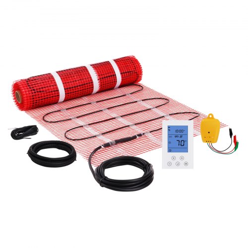 Floor Heating Mat, 30 Sq.ft, Electric Radiant In-Floor Heated Warm System with Digital Floor Sensing Thermostat, Includes Installation Monitor, Adhesive Back for Easy Installation on The Floor