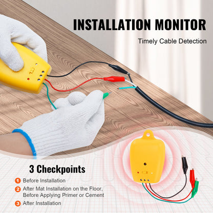 Floor Heating Mat, 30 Sq.ft, Electric Radiant In-Floor Heated Warm System with Digital Floor Sensing Thermostat, Includes Installation Monitor, Adhesive Back for Easy Installation on The Floor