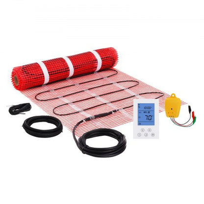 Floor Heating Mat, 20 Sq. ft, Electric Radiant In-Floor Heated Warm System with Digital Floor Sensing Thermostat, Includes Installation Monitor, Adhesive Back for Easy Installation on The Floor