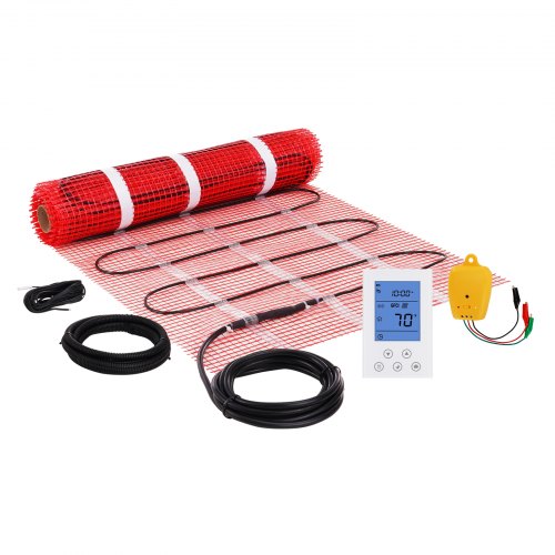 Floor Heating Mat, 20 Sq. ft, Electric Radiant In-Floor Heated Warm System with Digital Floor Sensing Thermostat, Includes Installation Monitor, Adhesive Back for Easy Installation on The Floor