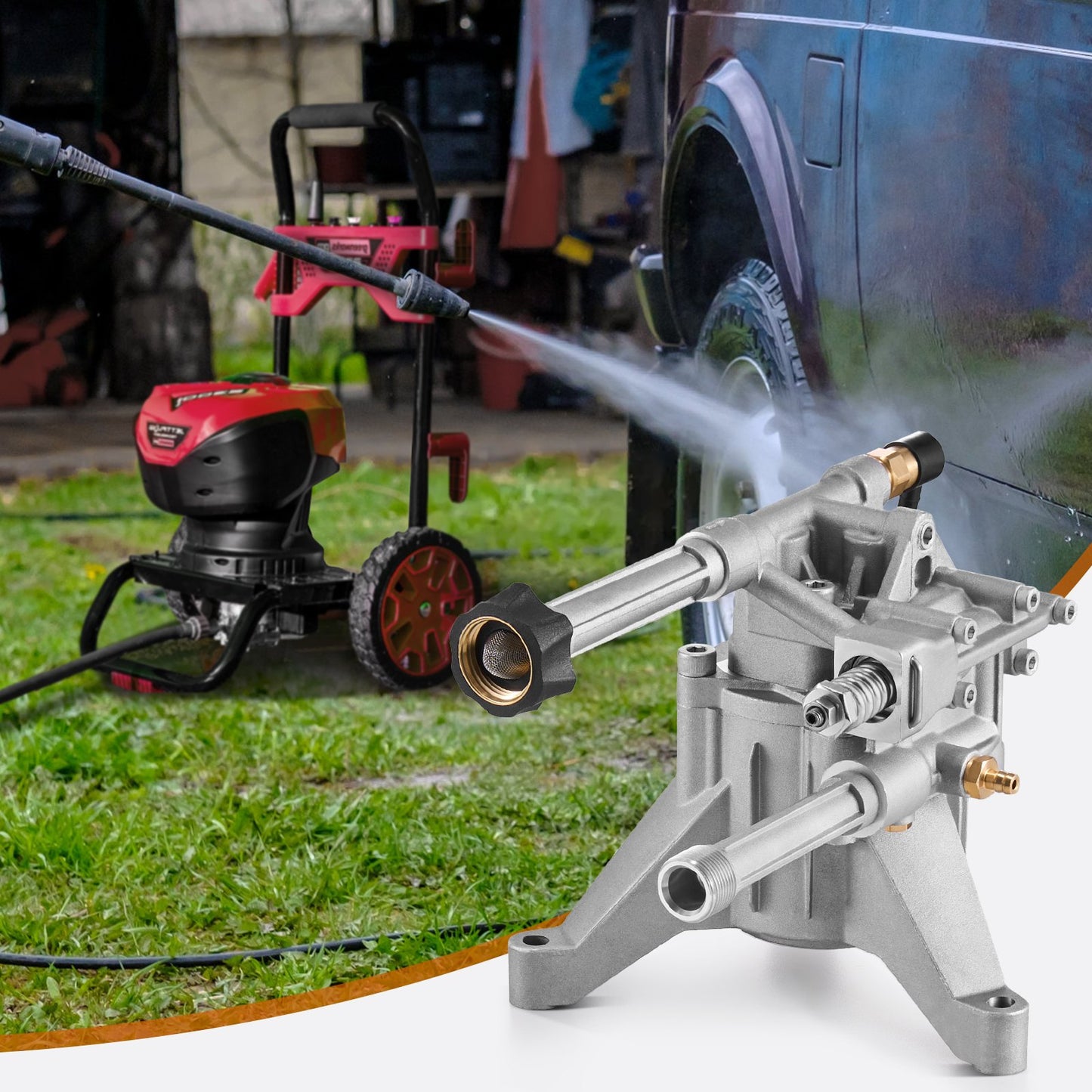 Pressure Washer Pump, 7/8" Shaft Vertical, 3100 PSI, 2.5GPM, Replacement Power Washer Pumps Kit with 5 Nozzles, Compatible with Briggs & Stratton, Generac, Devilbiss, Troy Bilt, Honda, Craftsman