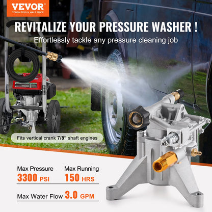 High pressure washer pump 7/8" shaft vertical 3300 PSI 3.0GPM with 5 nozzles