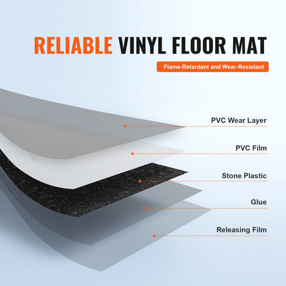 Self Adhesive Vinyl Floor Tiles 12 x 12 inch, 50 Tiles 1.5mm Thick Peel & Stick, White Marble Texture DIY Flooring for Kitchen, Dining Room, Bedrooms & Bathrooms, Easy for Home Decor