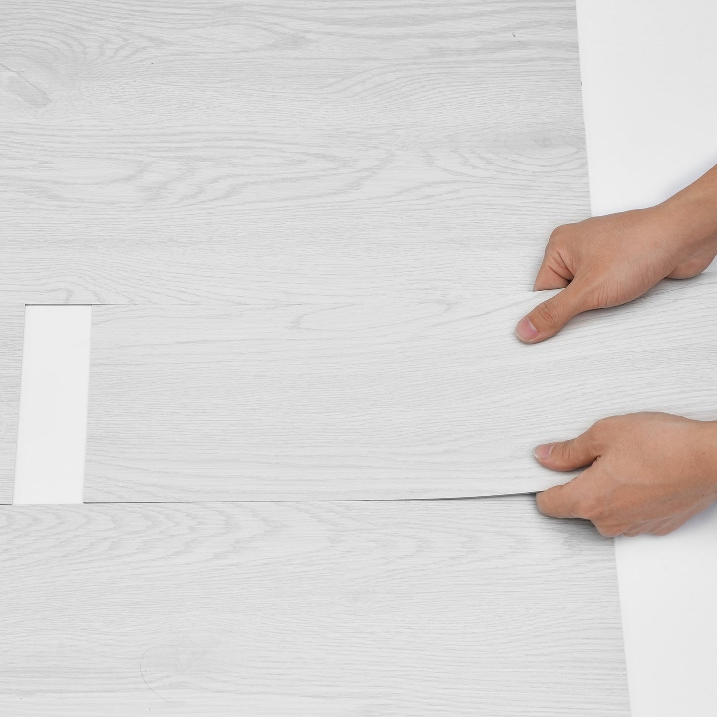 Selbstklebende Vinyl-Bodenfliesen 36 Stück 2,5 mm dick hellgraue Holzfasern