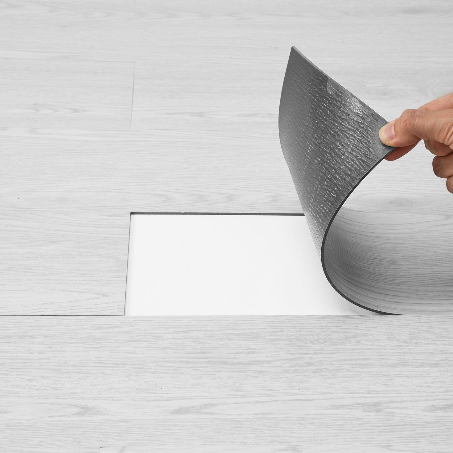 Selbstklebende Vinyl-Bodenfliesen 36 Stück 2,5 mm dick hellgraue Holzfasern