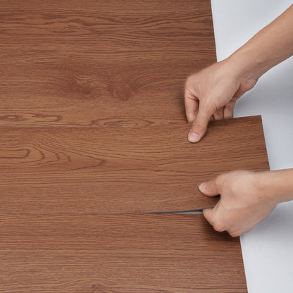 Selbstklebende Vinyl-Bodenfliesen, 91,4 x 15,2 cm, 36 Fliesen, 2,5 mm dick, zum Abziehen und Aufkleben, tiefbraune Holzmaserung, DIY-Bodenbelag für Küche, Esszimmer, Schlafzimmer und Badezimmer, einfach für die Inneneinrichtung