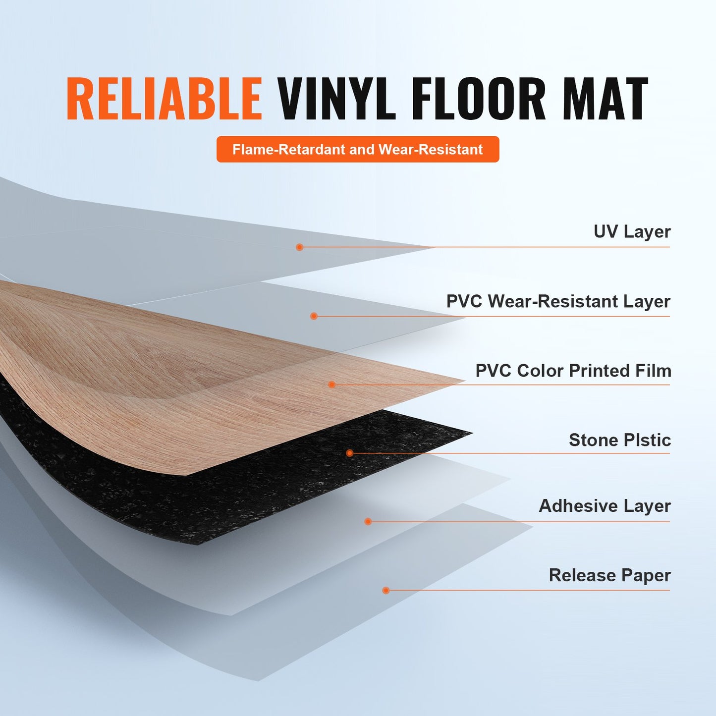 Self Adhesive Vinyl Floor Tiles 36 x 6 inch, 36 Tiles 2.5mm Thick Peel & Stick, Natural Wood Grain DIY Flooring for Kitchen, Dining Room, Bedrooms & Bathrooms, Easy for Home Decor