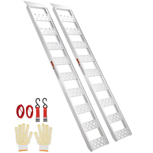 Aluminum Ramps, 1250lbs, Straight Ramp with Treads and Load Straps, Portable Loading Ramp for Motorcycles, ATVs, Trucks, Lawn Mower, Dirt Bike, Garden Tractor, 78"L x 12"W, 2Pcs