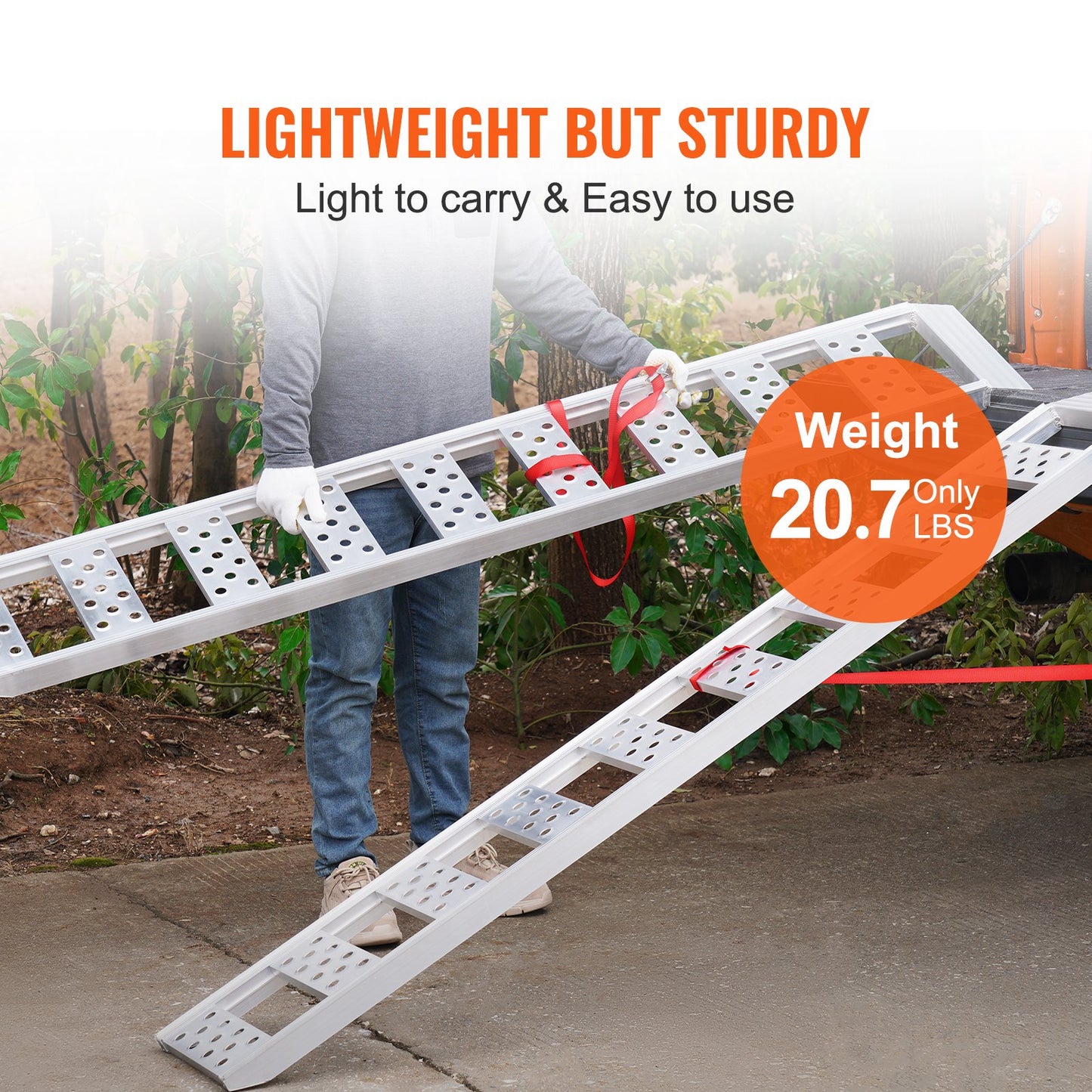 Aluminum Ramps, 1250lbs, Straight Ramp with Treads and Load Straps, Portable Loading Ramp for Motorcycles, ATVs, Trucks, Lawn Mower, Dirt Bike, Garden Tractor, 78"L x 12"W, 2Pcs