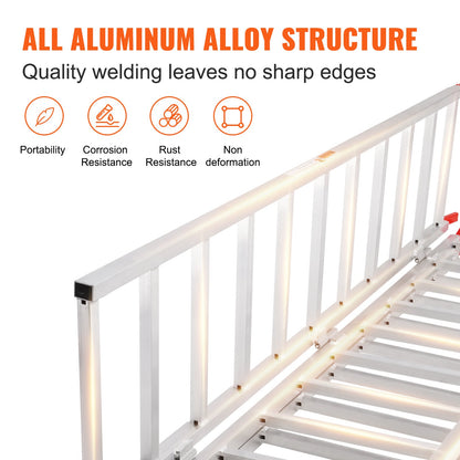 Aluminium-Rampen, 1500 lbs, dreifach klappbare Rampe mit Ladungsgurten, faltbare Laderampe für Motorrad, Traktor, ATV/UTV, LKW, Rasenmäher, Schneefräse, 77"L x 54"B, 1 Stück