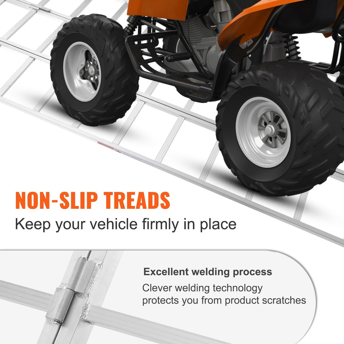 Aluminum Ramps, 1500 lbs, Tri-Fold Ramp with Load Straps, Folding Loading Ramp for Motorcycle, Tractor, ATV/UTV, Trucks, Lawn Mower, Snow Blower, 77"L x 54"W, 1 Pc