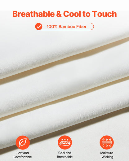 4-Piece Bed Sheet Set - Queen Size, 100% Bamboo Fiber Bedding Set, Cooling, Breathable & Shrink-Resistant Luxury Bed Sheet with Deep Pocket, Fit up to 16" Deep Mattress, Ideal for Hotel Bedroom