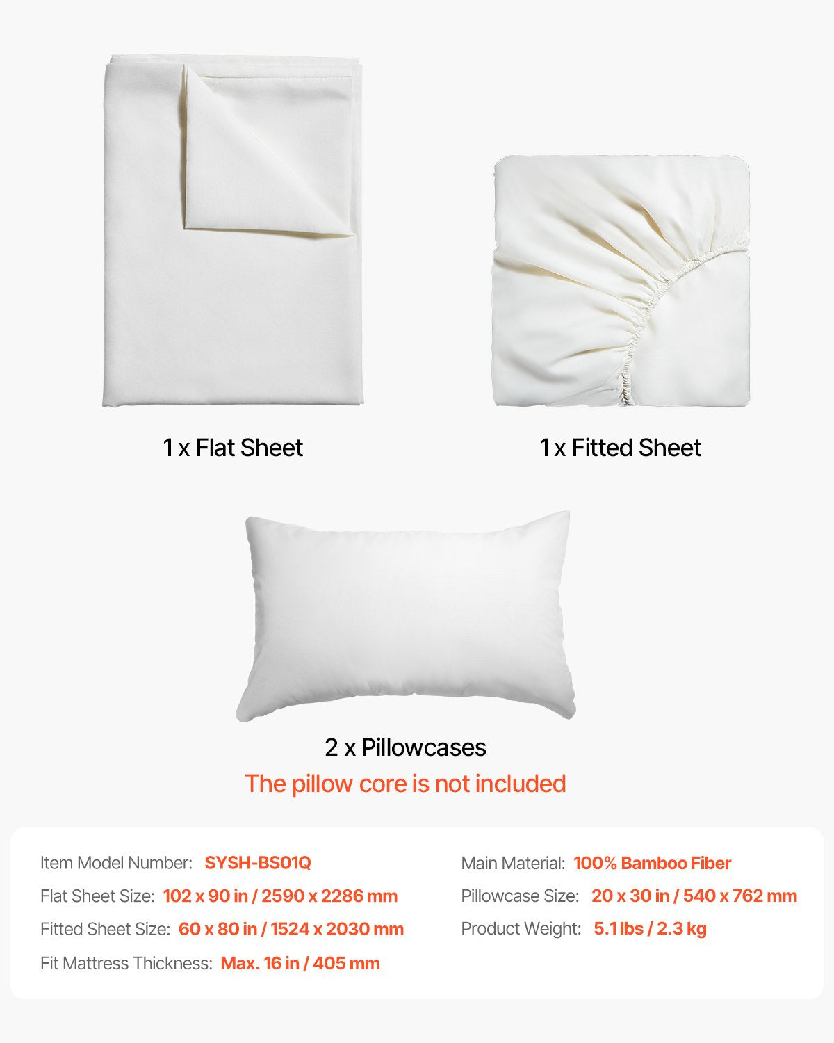 4-Piece Bed Sheet Set - Queen Size, 100% Bamboo Fiber Bedding Set, Cooling, Breathable & Shrink-Resistant Luxury Bed Sheet with Deep Pocket, Fit up to 16" Deep Mattress, Ideal for Hotel Bedroom