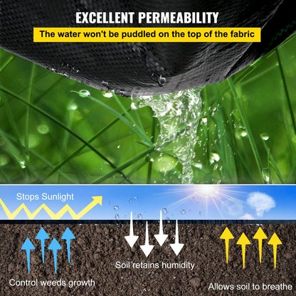 6.5FTx300FT Premium Weed Barrier Fabric Heavy Duty 3.2OZ, Woven Weed Control Fabric, High Permeability Good for Flower Bed, Geotextile Fabric for Underlayment, Polyethylene Ground Cover