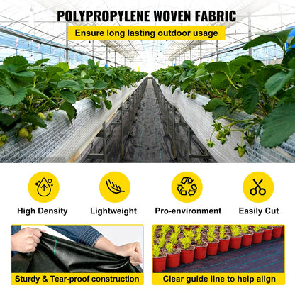 Weed Control Fabric 6ft x 300ft - Geo Textile Fabric Heavy Duty - Woven Ground Cover for Commercial Greenhouse, Yard, Garden Barrier Cloth Blocker Mat