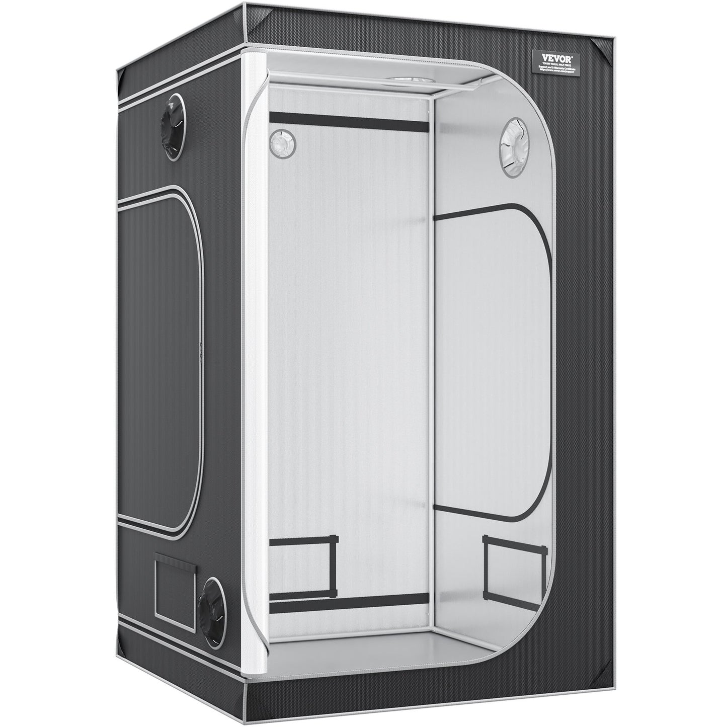 4x4 odlingstält, 48'' x 48'' x 80'', högreflekterande 2000D Mylar hydroponiskt odlingstält med observationsfönster, verktygsväska och golvbricka för odling av inomhusväxter