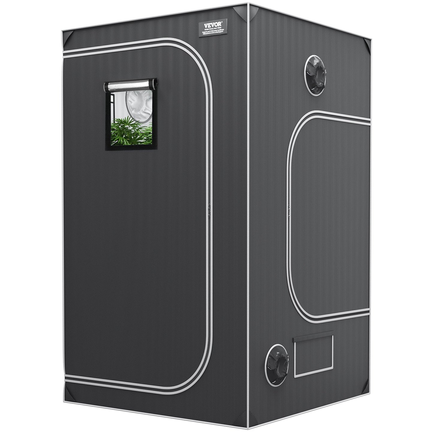 4x4 odlingstält, 48'' x 48'' x 80'', högreflekterande 2000D Mylar hydroponiskt odlingstält med observationsfönster, verktygsväska och golvbricka för odling av inomhusväxter