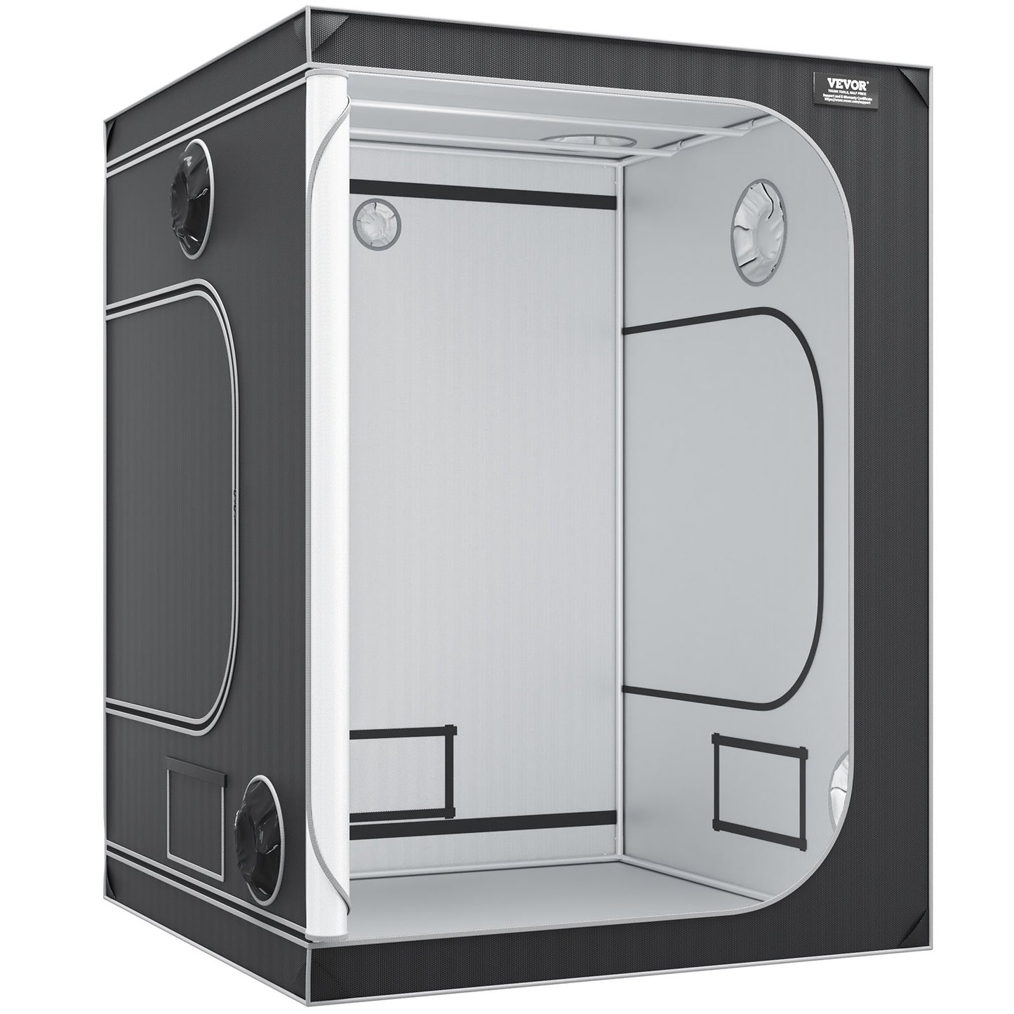 5x5 odlingstält, 60'' x 60'' x 80'', högreflekterande 2000D Mylar hydroponiskt odlingstält med observationsfönster, verktygsväska och golvbricka för odling av inomhusväxter