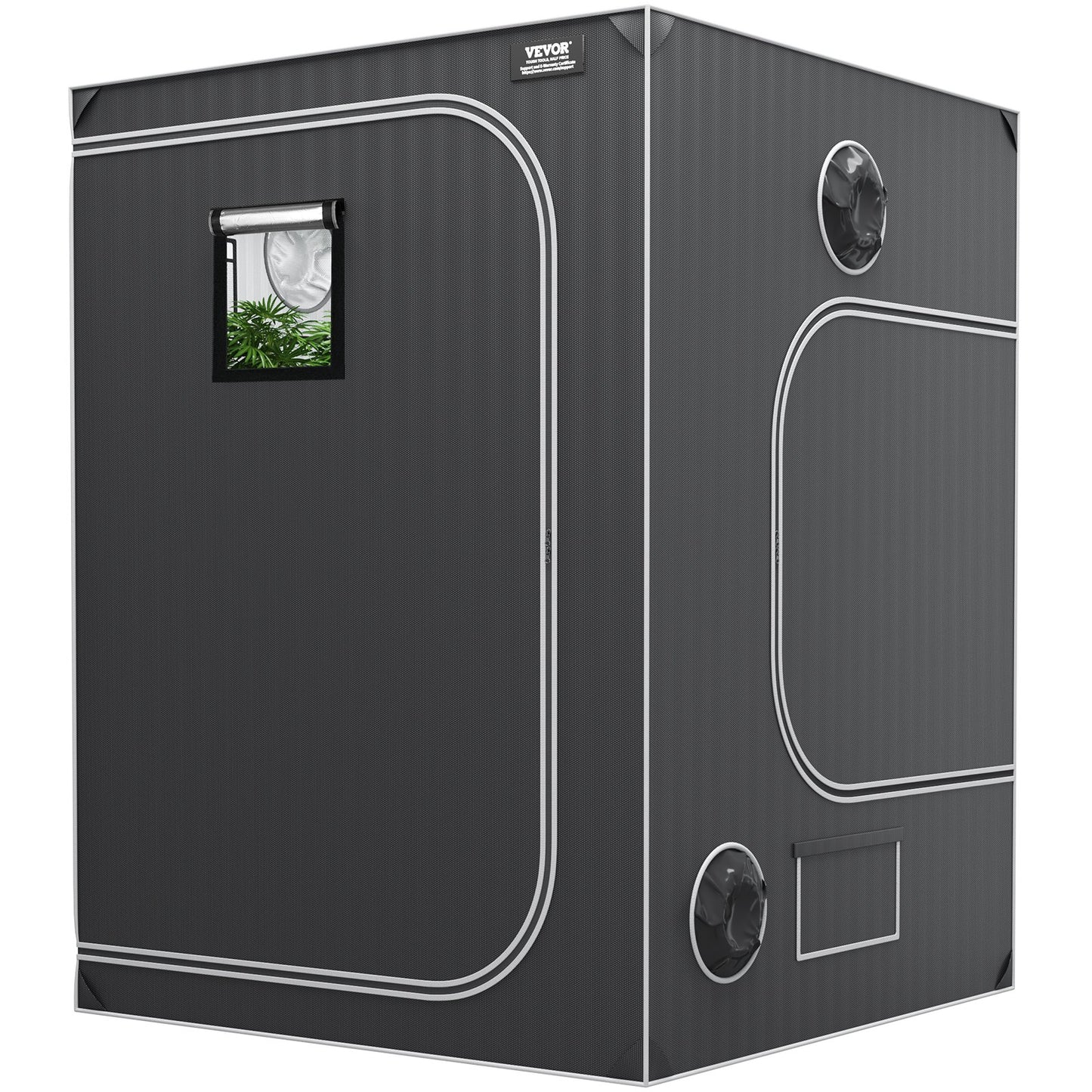 5x5 odlingstält, 60'' x 60'' x 80'', högreflekterande 2000D Mylar hydroponiskt odlingstält med observationsfönster, verktygsväska och golvbricka för odling av inomhusväxter