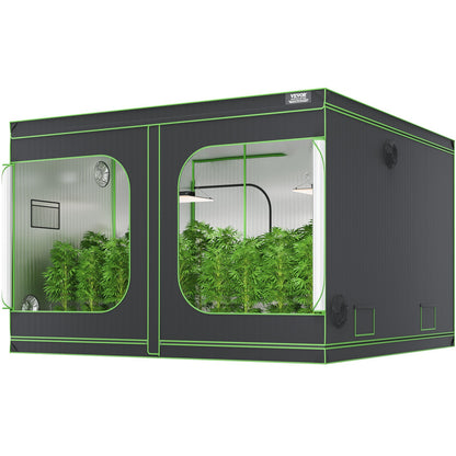 10x10 Growzelt, 120'' x 120'' x 80'', hochreflektierendes 600D Mylar Hydroponisches Growzelt mit Beobachtungsfenster, Werkzeugtasche und Bodenwanne für den Indoor-Pflanzenanbau