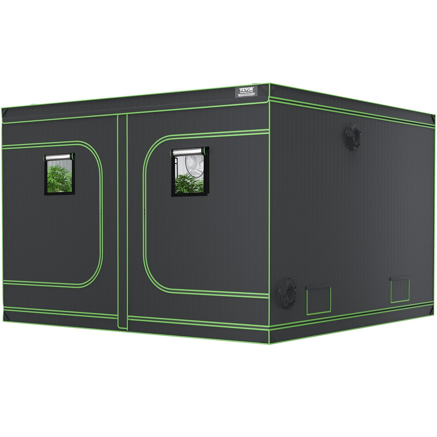 10x10 Growzelt, 120'' x 120'' x 80'', hochreflektierendes 600D Mylar Hydroponisches Growzelt mit Beobachtungsfenster, Werkzeugtasche und Bodenwanne für den Indoor-Pflanzenanbau